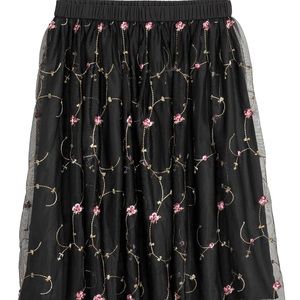 H&M floral embroidery mesh skirt